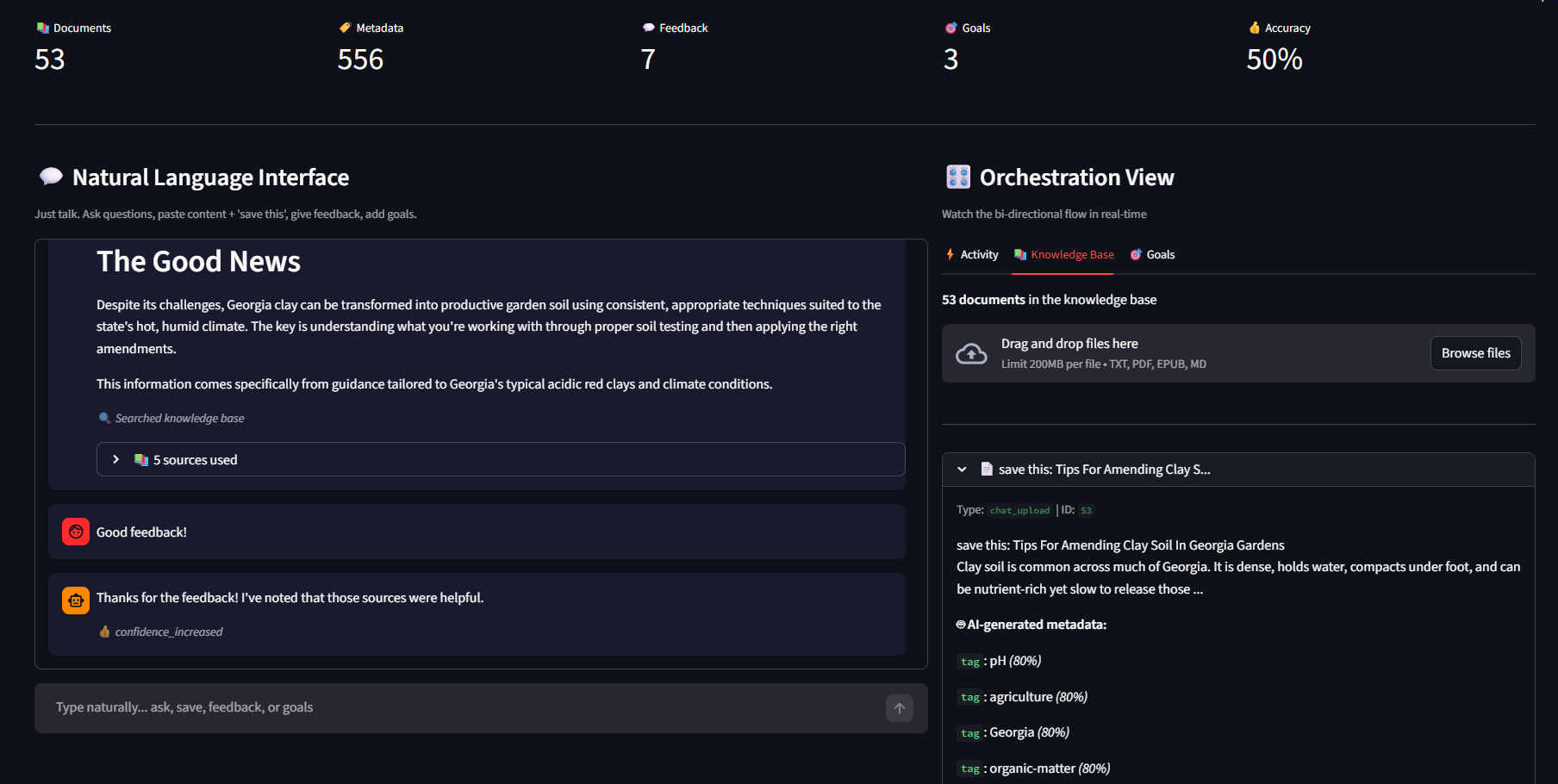 Bi-directional RAG Screenshot