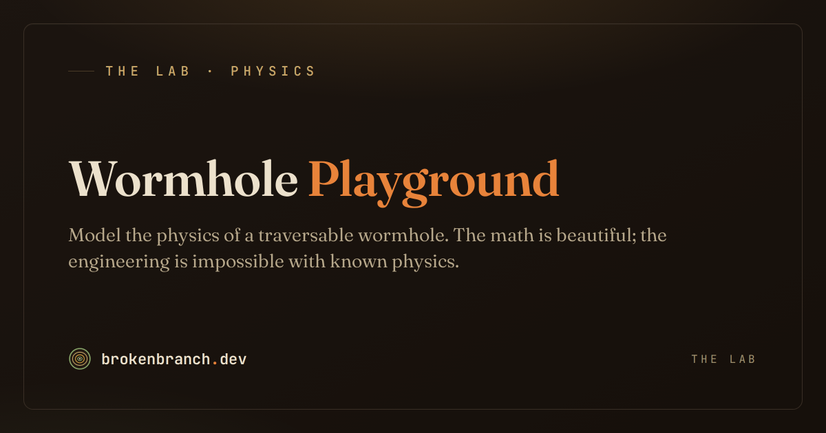 Poster frame of the Wormhole Physics Playground: the Einstein ring of an Ellis throat with a second universe visible through the opening